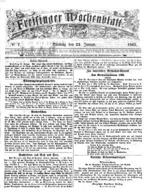 Freisinger Wochenblatt Sonntag 22. Januar 1865