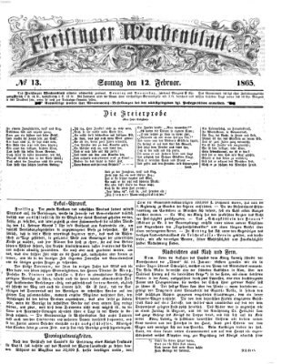 Freisinger Wochenblatt Sonntag 12. Februar 1865