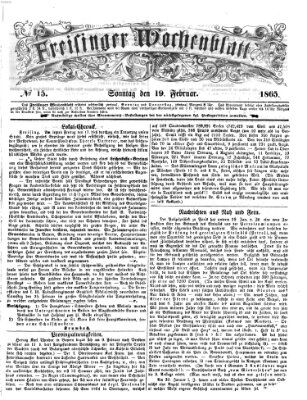 Freisinger Wochenblatt Sonntag 19. Februar 1865