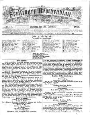 Freisinger Wochenblatt Sonntag 26. Februar 1865