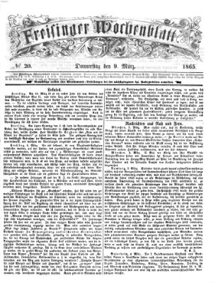 Freisinger Wochenblatt Donnerstag 9. März 1865