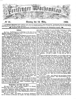 Freisinger Wochenblatt Sonntag 12. März 1865