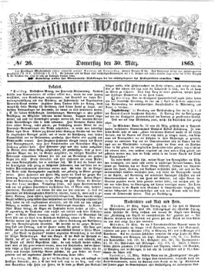 Freisinger Wochenblatt Donnerstag 30. März 1865