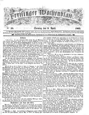 Freisinger Wochenblatt Sonntag 9. April 1865