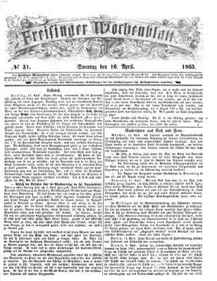 Freisinger Wochenblatt Sonntag 16. April 1865