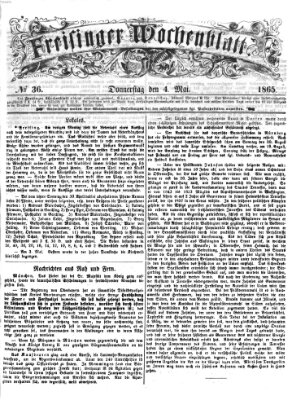 Freisinger Wochenblatt Donnerstag 4. Mai 1865