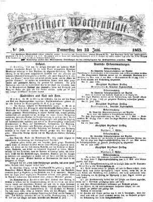 Freisinger Wochenblatt Donnerstag 22. Juni 1865