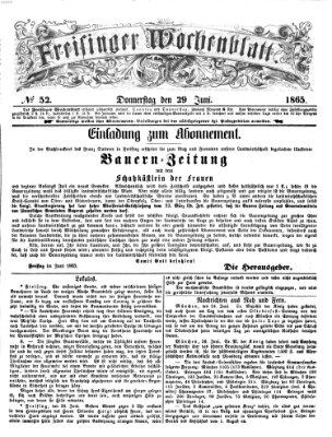 Freisinger Wochenblatt Donnerstag 29. Juni 1865