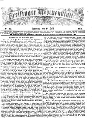 Freisinger Wochenblatt Sonntag 9. Juli 1865