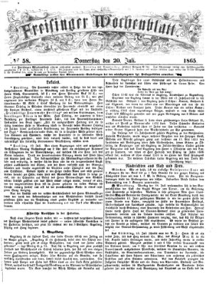 Freisinger Wochenblatt Donnerstag 20. Juli 1865