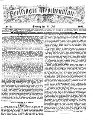 Freisinger Wochenblatt Sonntag 30. Juli 1865