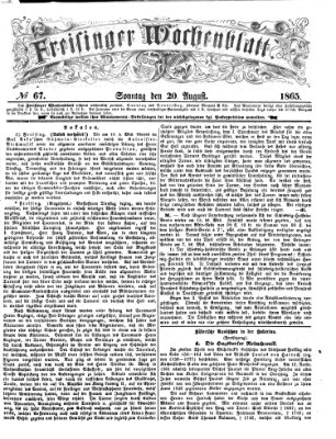 Freisinger Wochenblatt Sonntag 20. August 1865