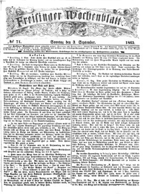 Freisinger Wochenblatt Sonntag 3. September 1865