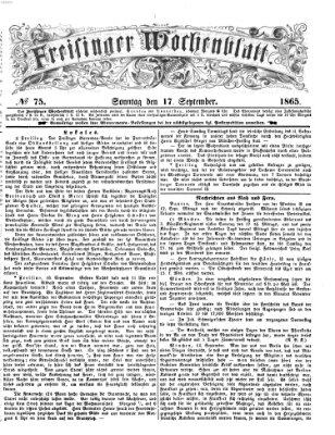 Freisinger Wochenblatt Sonntag 17. September 1865