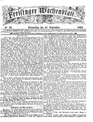 Freisinger Wochenblatt Donnerstag 21. September 1865