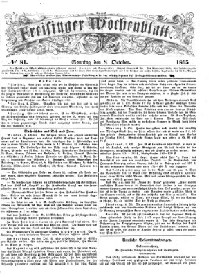 Freisinger Wochenblatt Sonntag 8. Oktober 1865