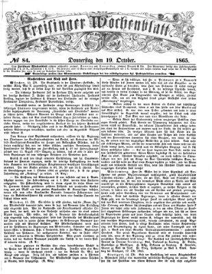 Freisinger Wochenblatt Donnerstag 19. Oktober 1865