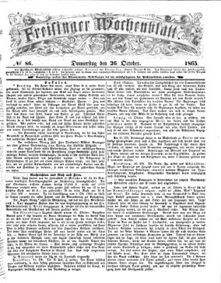 Freisinger Wochenblatt Donnerstag 26. Oktober 1865