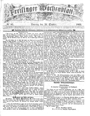 Freisinger Wochenblatt Sonntag 29. Oktober 1865