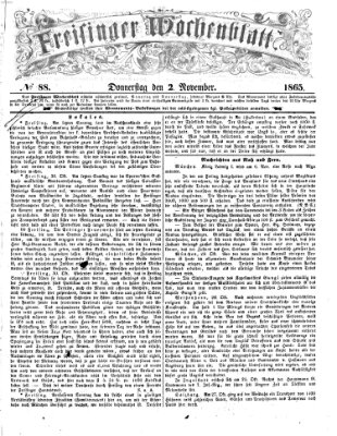 Freisinger Wochenblatt Donnerstag 2. November 1865