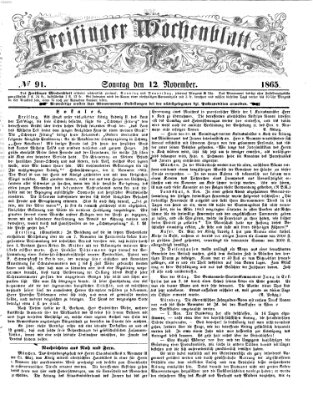 Freisinger Wochenblatt Sonntag 12. November 1865