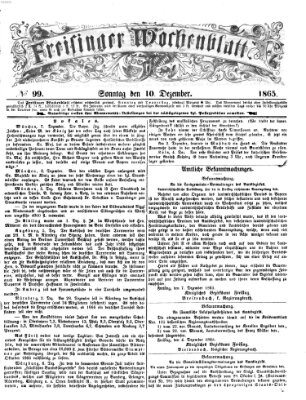 Freisinger Wochenblatt Sonntag 10. Dezember 1865