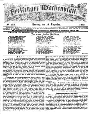 Freisinger Wochenblatt Sonntag 24. Dezember 1865