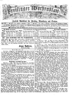 Freisinger Wochenblatt Freitag 9. Februar 1866