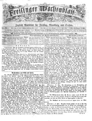 Freisinger Wochenblatt Mittwoch 21. Februar 1866