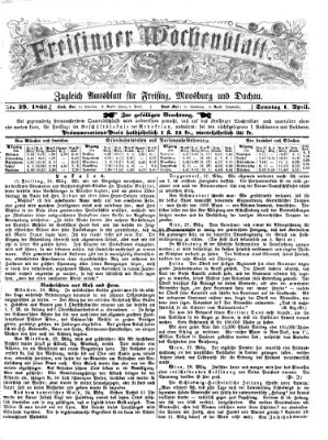 Freisinger Wochenblatt Sonntag 1. April 1866