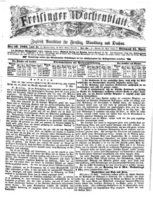 Freisinger Wochenblatt Mittwoch 25. April 1866