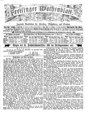 Freisinger Wochenblatt Mittwoch 30. Mai 1866