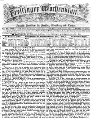 Freisinger Wochenblatt Freitag 15. Juni 1866