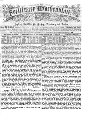 Freisinger Wochenblatt Mittwoch 20. Juni 1866