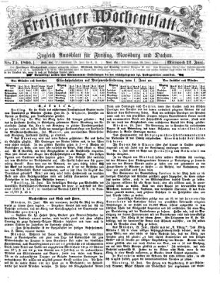 Freisinger Wochenblatt Mittwoch 27. Juni 1866