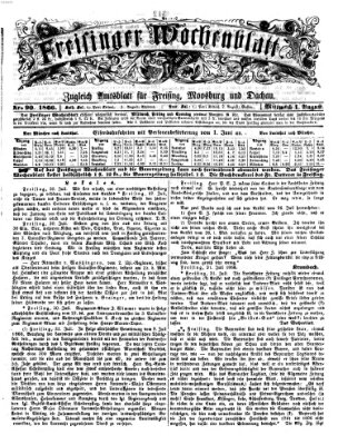 Freisinger Wochenblatt Mittwoch 1. August 1866