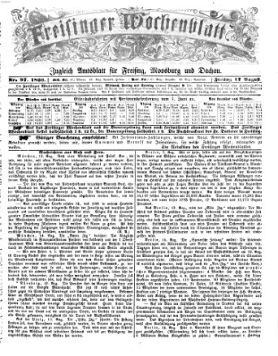 Freisinger Wochenblatt Freitag 17. August 1866