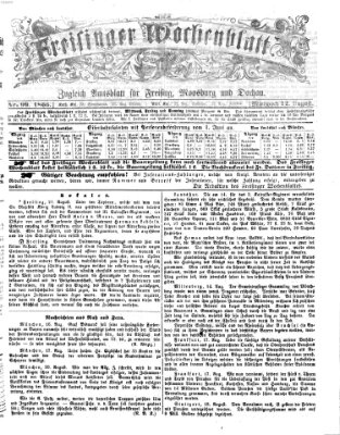 Freisinger Wochenblatt Mittwoch 22. August 1866