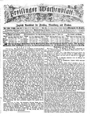 Freisinger Wochenblatt Mittwoch 12. September 1866