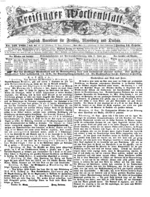 Freisinger Wochenblatt Freitag 14. September 1866