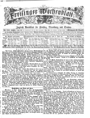 Freisinger Wochenblatt Mittwoch 19. September 1866