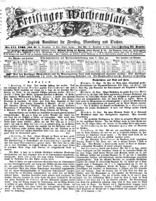 Freisinger Wochenblatt Freitag 28. September 1866