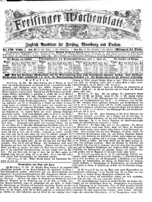 Freisinger Wochenblatt Mittwoch 31. Oktober 1866