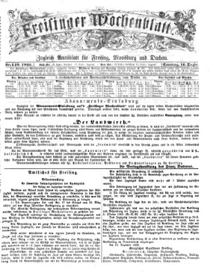 Freisinger Wochenblatt Sonntag 16. Dezember 1866