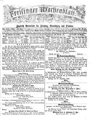 Freisinger Wochenblatt Freitag 28. Dezember 1866