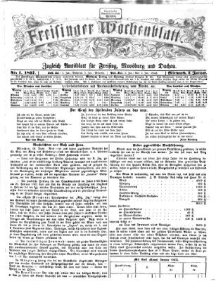 Freisinger Wochenblatt Mittwoch 2. Januar 1867