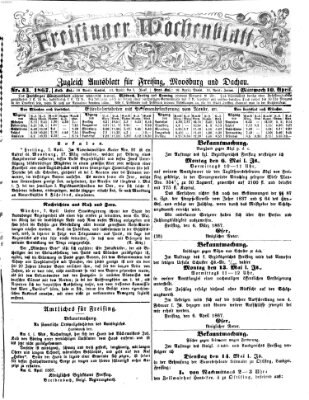 Freisinger Wochenblatt Mittwoch 10. April 1867