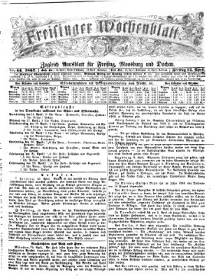 Freisinger Wochenblatt Freitag 12. April 1867