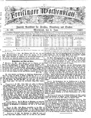 Freisinger Wochenblatt Mittwoch 5. Juni 1867