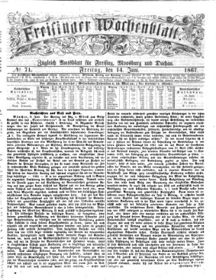 Freisinger Wochenblatt Freitag 14. Juni 1867